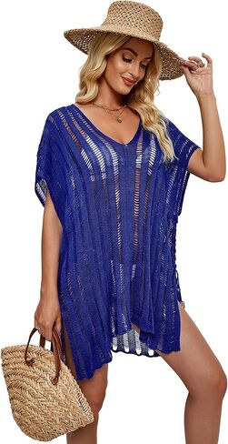 Beamuse Bathing Suit Cover Ups for Women, Women's Swimwear Beach Bikini Swimsuit Pool Crochet Side Split Dress in Kuwait