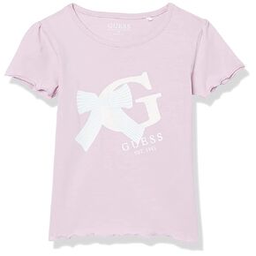 GUESS Girls' Little Glitter Print Logo Organic Stretch Jersey T-Shirt in Kuwait