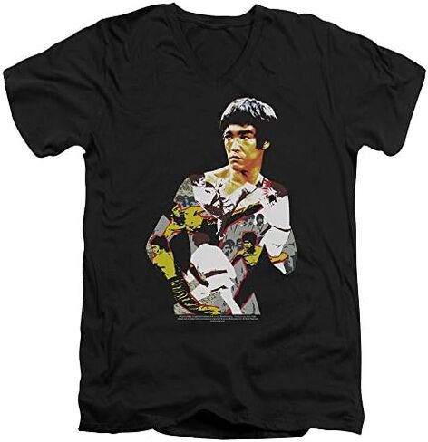 Bruce Lee Body of Action Unisex Adult V-Neck T Shirt for Men and Women in Kuwait