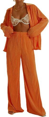 NUFIWI Women Y2K 2 Piece Pants Set Oversized Floral Printed Button Down Shirt High Waist Pants Outfits Summer Streetwear in Kuwait