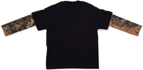 Wild Rose 720 Kids Boys Tattoo Shirt Cotton Tee with Mesh Sleeves, Black in Saudi Arabia