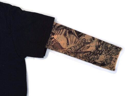 Wild Rose 720 Kids Boys Tattoo Shirt Cotton Tee with Mesh Sleeves, Black in Saudi Arabia
