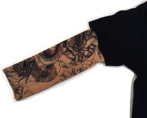 Wild Rose 720 Kids Boys Tattoo Shirt Cotton Tee with Mesh Sleeves, Black in Saudi Arabia
