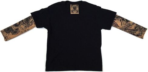 Wild Rose 720 Kids Boys Tattoo Shirt Cotton Tee with Mesh Sleeves, Black in Saudi Arabia