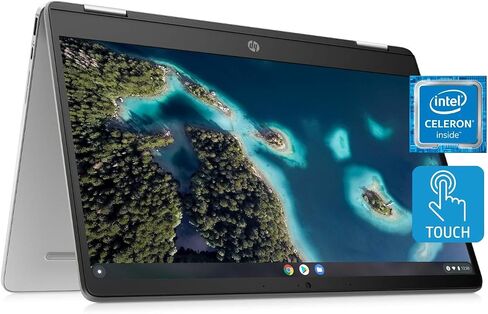 HP Chromebook x360 14a Laptop - Dual Core Intel Celeron N4020 - 4 GB RAM - 32 GB eMMC Storage - 14-inch HD Touchscreen - Google Chrome OS - Lightweight and Long Battery Life (14a-ca0010nr, 2020) in Saudi Arabia