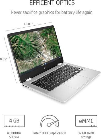 HP Chromebook x360 14a Laptop - Dual Core Intel Celeron N4020 - 4 GB RAM - 32 GB eMMC Storage - 14-inch HD Touchscreen - Google Chrome OS - Lightweight and Long Battery Life (14a-ca0010nr, 2020) in Saudi Arabia