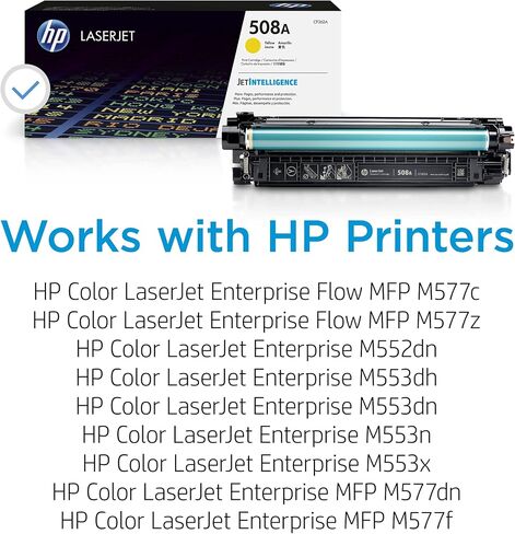 Original HP 508A Yellow Toner Cartridge | Works with HP Color LaserJet Enterprise M552, M553, HP Color LaserJet Enterprise MFP M577 Series | CF362A in Saudi Arabia