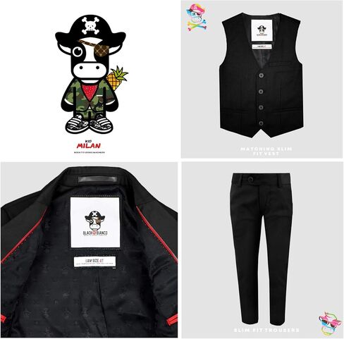 Black n Bianco Boys' First Class Slim Fit Suits Lightweight Style. Presented by Baby Muffin in Saudi Arabia