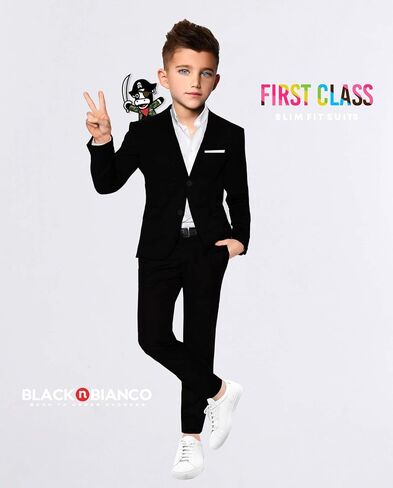 Black n Bianco Boys' First Class Slim Fit Suits Lightweight Style. Presented by Baby Muffin in Saudi Arabia