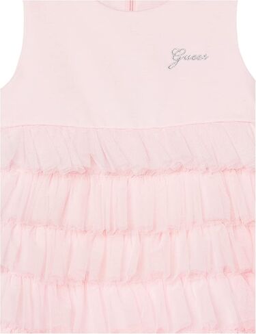 فستان GUESS للفتيات الصغيرات من قماش جيرسيه قابل للتمدد بكشكشة من التل وغطاء حفاضات متناسق مجموعة من قطعتين فستان كاجوال (عبوة من قطعتين) in Kuwait
