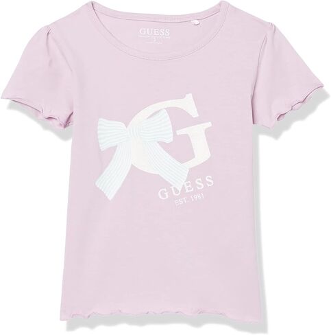 GUESS Girls' Little Glitter Print Logo Organic Stretch Jersey T-Shirt in Saudi Arabia