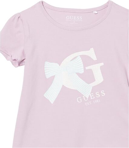GUESS Girls' Little Glitter Print Logo Organic Stretch Jersey T-Shirt in Saudi Arabia