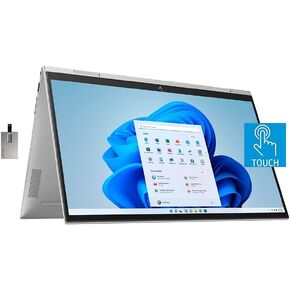 2022 HP Envy X360 2-in-1 15.6" FHD Touchscreen Laptop, Intel Core i7-1195G7, 32GB RAM, 1TB PCIe SSD, Backlit Keyboard, Intel Iris Xe Graphics, HD Webcam, B&O Audio, Win 11, Silver, 32GB USB Card in Kuwait