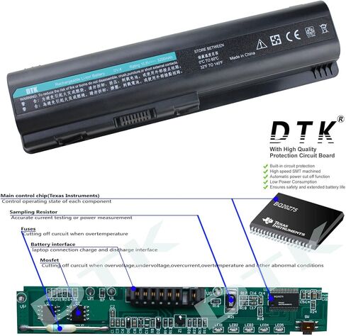 DTK EV06 484170-001 Laptop Battery Replacement for HP G60 G61 G70 G71 Pavilion DV4-1000 / DV5-1000 / DV5-3000 / DV6-1000 / DV6-2000 / Compaq Presario CQ40 / CQ60 / CQ61 Series Notebook 10.8V 4400mAh in Saudi Arabia