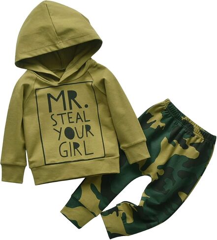 Eghunooy Toddler Infant Baby Boy Clothes Long Sleeve Hoodie Sweatsuit Pants Outfits Sets in Saudi Arabia
