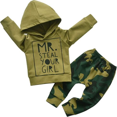 Eghunooy Toddler Infant Baby Boy Clothes Long Sleeve Hoodie Sweatsuit Pants Outfits Sets in Saudi Arabia