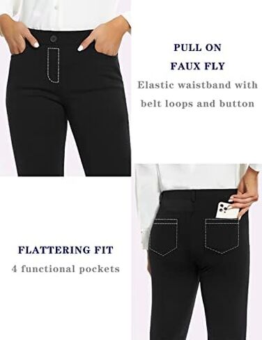 سروال فستان نسائي من SEVEGO مقاس 28 بوصة/30 بوصة/32 بوصة/34 بوصة بنطلون عمل مع 4 جيوب طويل القامة وطويل وصغير الحجم للعمل غير الرسمي in Kuwait