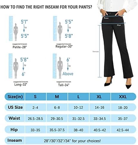 سروال فستان نسائي من SEVEGO مقاس 28 بوصة/30 بوصة/32 بوصة/34 بوصة بنطلون عمل مع 4 جيوب طويل القامة وطويل وصغير الحجم للعمل غير الرسمي in Kuwait