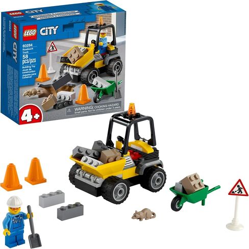 LEGO City Roadwork Truck 60284 Toy Building Kit; Cool Roadworks Construction Set for Kids, New 2021 (58 Pieces) in Saudi Arabia
