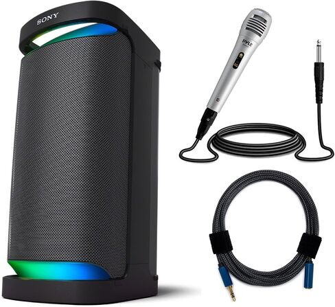 Sony XP700 X-Series Portable Bluetooth Wireless Party Speaker with Professional Dynamic Mic and Knox Gear Nylon Braided Audio Extension Cable Bundle (3 Items) in Saudi Arabia