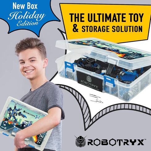 Robot Building Toy Gift for Boys, Perfect STEM Gift for Builders Ages 6, 7, 8, 9, and 10 Year Olds, Blue SnabGlider (246 Pcs) Robotryx by JitteryGit in Saudi Arabia
