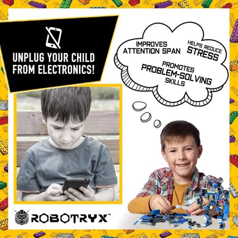Robot Building Toy Gift for Boys, Perfect STEM Gift for Builders Ages 6, 7, 8, 9, and 10 Year Olds, Blue SnabGlider (246 Pcs) Robotryx by JitteryGit in Saudi Arabia