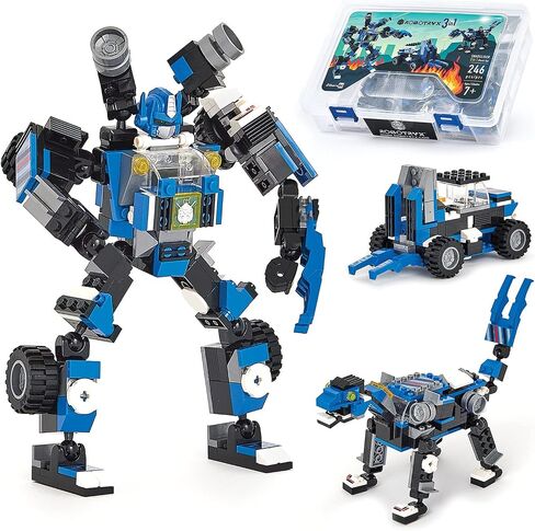 Robot Building Toy Gift for Boys, Perfect STEM Gift for Builders Ages 6, 7, 8, 9, and 10 Year Olds, Blue SnabGlider (246 Pcs) Robotryx by JitteryGit in Saudi Arabia