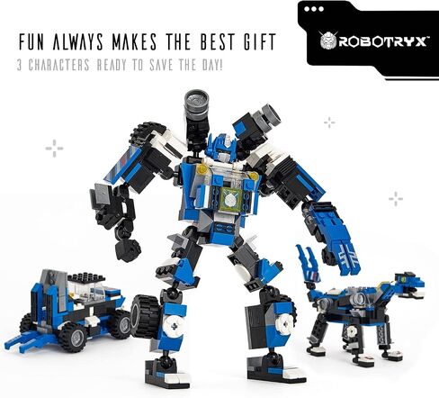 Robot Building Toy Gift for Boys, Perfect STEM Gift for Builders Ages 6, 7, 8, 9, and 10 Year Olds, Blue SnabGlider (246 Pcs) Robotryx by JitteryGit in Saudi Arabia