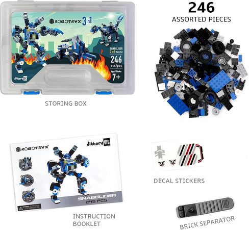 Robot Building Toy Gift for Boys, Perfect STEM Gift for Builders Ages 6, 7, 8, 9, and 10 Year Olds, Blue SnabGlider (246 Pcs) Robotryx by JitteryGit in Saudi Arabia