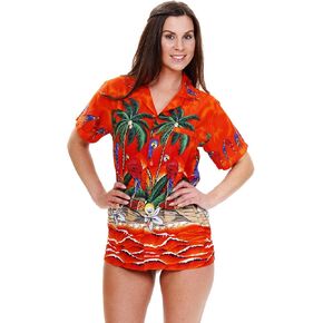 V.H.O. Funky Hawaiian Blouse Women Short-Sleeve Front-Pocket Surf Parrot Multiple Colors in Kuwait