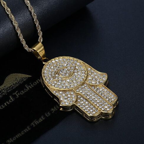 تشيكوسلوفاكيا 3D بالكامل الخرز العين الشريرة الزرقاء فاطمة همسة اليد المصرية حماية قلادة الفولاذ المقاوم للصدأ قلادة، 24 بوصة سلسلة عين حورس على شجرة الحياة هدية المجوهرات المصرية in Kuwait