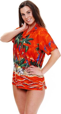 V.H.O. Funky Hawaiian Blouse Women Short-Sleeve Front-Pocket Surf Parrot Multiple Colors in Kuwait