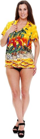 V.H.O. Funky Hawaiian Blouse Women Short-Sleeve Front-Pocket Surf Parrot Multiple Colors in Kuwait