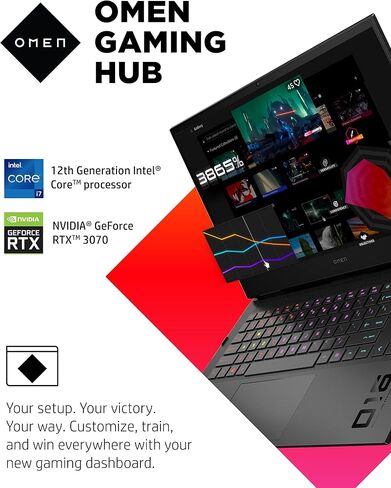 OMEN من HP Laptop 16، NVIDIA GeForce RTX 3070، الجيل الثاني عشر Intel Core i7-12700H، ذاكرة الوصول العشوائي 16 جيجابايت، 512 جيجابايت SSD، شاشة Quad HD IPS، Windows 11 Home، لوحة مفاتيح بإضاءة خلفية RGB، درجات حرارة محسنة (16-b1020nr، 2022) in Saudi Arabia