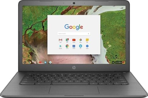 HP Chromebook 14-ca061dx - شاشة 14 بوصة HD تعمل باللمس - Celeron N3350 - 4 جيجا بايت - 32 جيجا بايت eMMC - رمادي (متجدد) in Kuwait