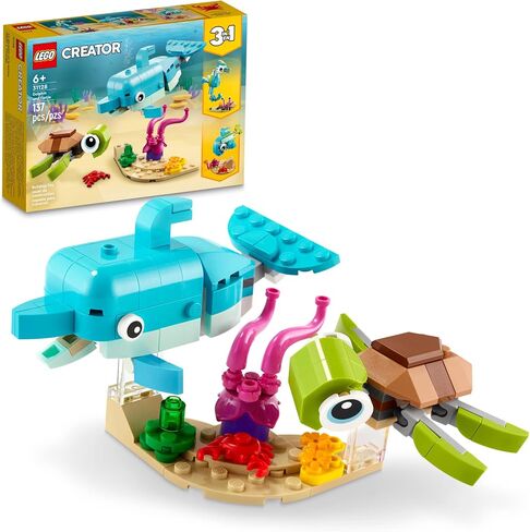 LEGO Creator 3in1 Dolphin and Turtle 31128 Building Toy Set for Kids, Boys, and Girls Ages 6+ (137 Pieces) in Saudi Arabia