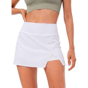 FEOYA Women Side Slit Tennis Golf Athletic Skort Skirt with Lined Shorts for School Student Girl