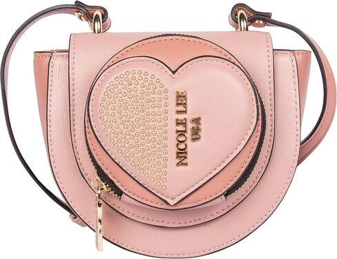 Nicole Lee Venus Mini Heart Shaped Studded Crossbody, Small Flap Bag with Adjustable, Detachable Strap in Saudi Arabia