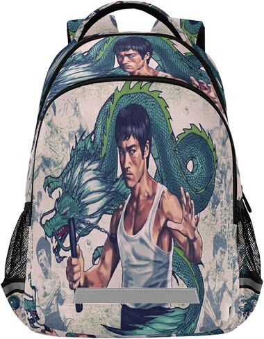 حقيبة ظهر xigua Bruce Lee And Dragon، حقيبة ظهر مدرسية مقاومة للماء للأولاد والبنات حقيبة ظهر عادية للكمبيوتر اللوحي تناسب أجهزة الكمبيوتر المحمول مقاس 12.9 بوصة in Saudi Arabia