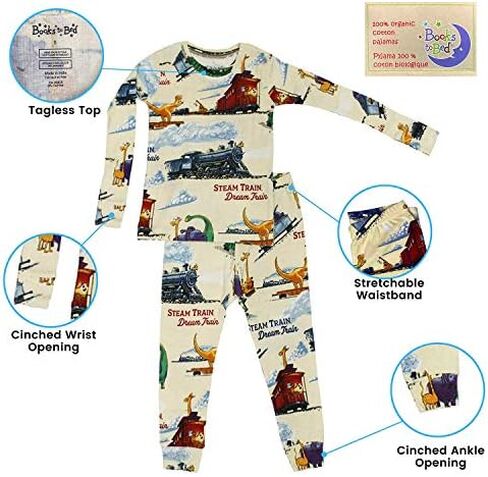 Books to Bed Boys Pajamas Steam Train Dream Train - Dinosaur Pajamas and Animal PJs Set for Toddler, Big Boys in Saudi Arabia