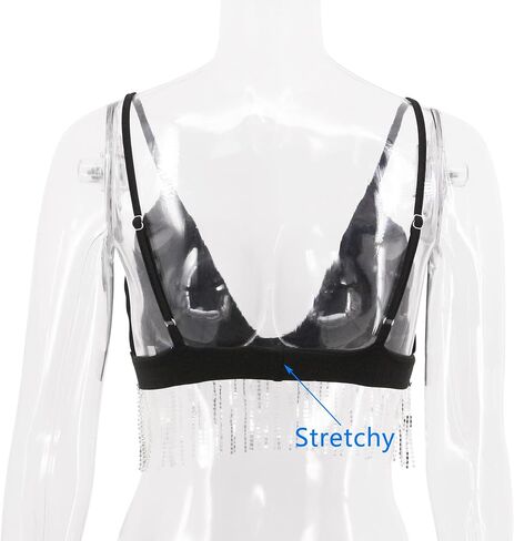 Naimo Women's Sequin Ruffle Crop Top Bralette Bra Rave Dance Tops in Saudi Arabia