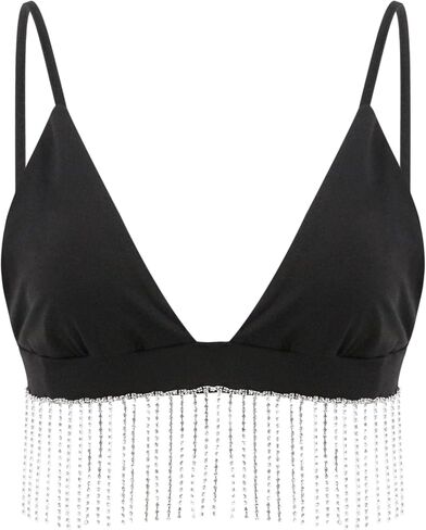 Naimo Women's Sequin Ruffle Crop Top Bralette Bra Rave Dance Tops in Saudi Arabia