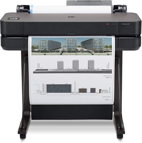 طابعة HP DesignJet T630 لاسلكية كبيرة الحجم - 24 بوصة، مزودة بوحدة تغذية تلقائية للورق، وصندوق وسائط وحامل (5HB09A) in Kuwait