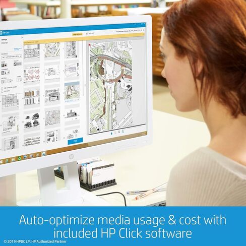 طابعة HP DesignJet T630 لاسلكية كبيرة الحجم - 24 بوصة، مزودة بوحدة تغذية تلقائية للورق، وصندوق وسائط وحامل (5HB09A) in Kuwait