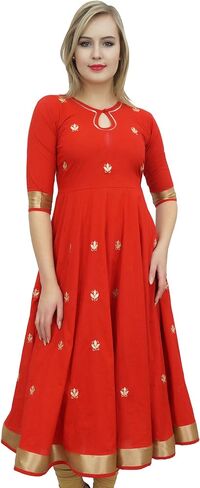 Bimba Designer Anarkali Kurta Indian Ethnic Gota Work Cotton Kurti in Saudi Arabia