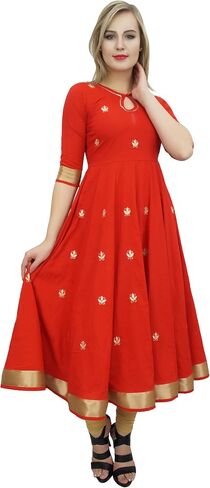 Bimba Designer Anarkali Kurta Indian Ethnic Gota Work Cotton Kurti in Saudi Arabia