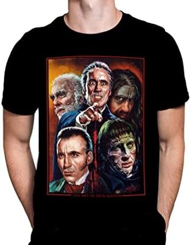 Christopher Lee Mens Black T Shirt Gothic Horror Halloween Fashion Rick Melton Movie Poster Tshirt in Saudi Arabia