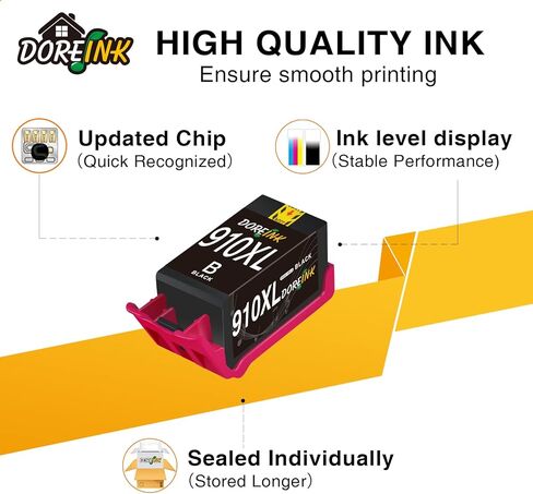 خرطوشة حبر DOREINK معاد تصنيعها 910 910XL بديلة لطابعة HP 910 910XL OfficeJet Pro 8025 8020 8035 8028 8022 8010 8015 8018 (أسود، سماوي، أرجواني، أصفر، 4 عبوات) in Kuwait