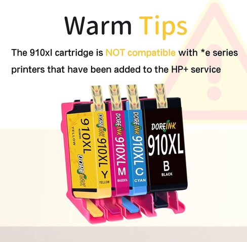 خرطوشة حبر DOREINK معاد تصنيعها 910 910XL بديلة لطابعة HP 910 910XL OfficeJet Pro 8025 8020 8035 8028 8022 8010 8015 8018 (أسود، سماوي، أرجواني، أصفر، 4 عبوات) in Kuwait