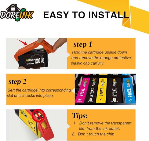 خرطوشة حبر DOREINK معاد تصنيعها 910 910XL بديلة لطابعة HP 910 910XL OfficeJet Pro 8025 8020 8035 8028 8022 8010 8015 8018 (أسود، سماوي، أرجواني، أصفر، 4 عبوات) in Kuwait